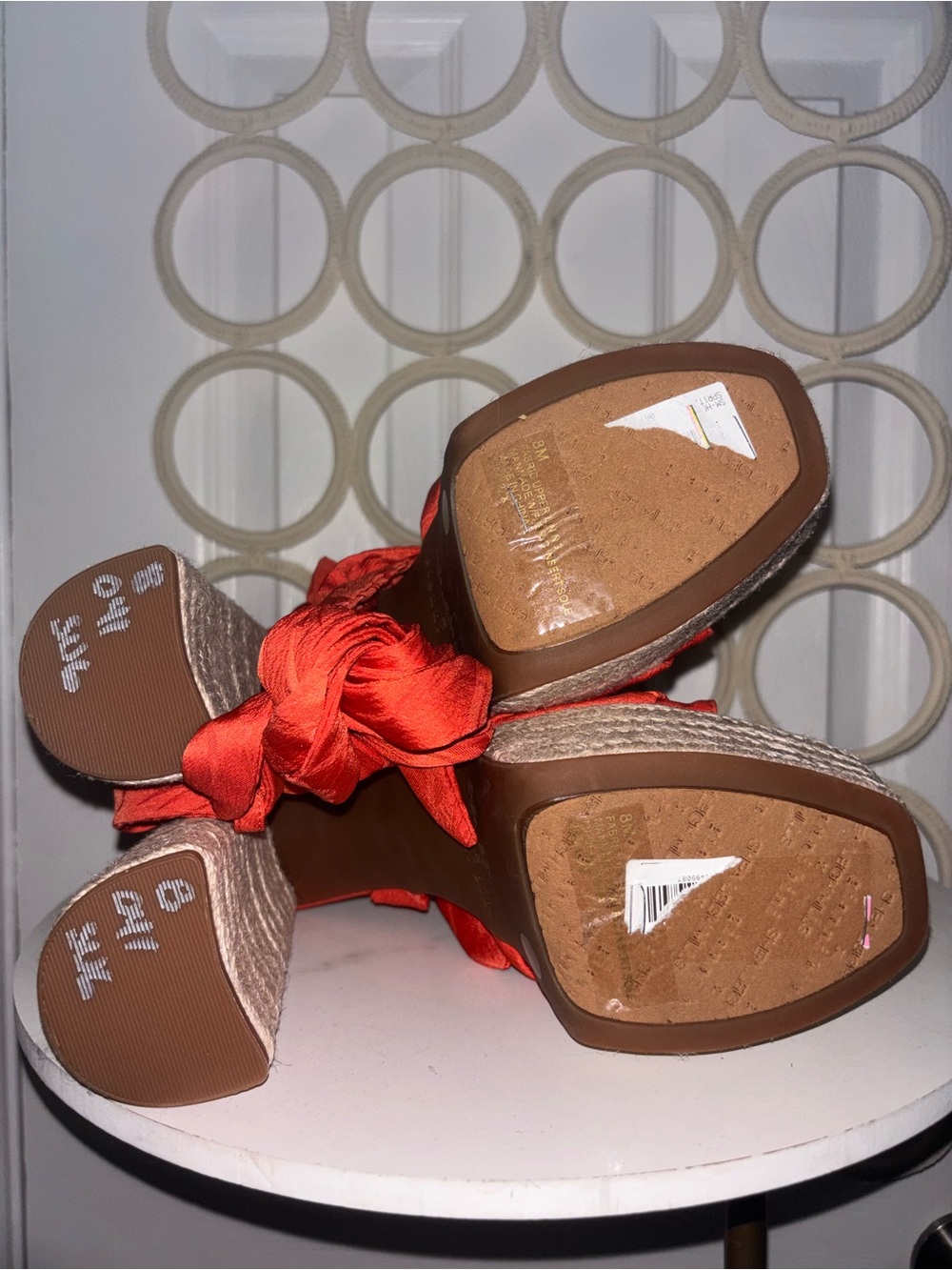 Gianni Bini Orange Ankle-Tie Espadrille Wedge Sandals - Picture 8 of 12